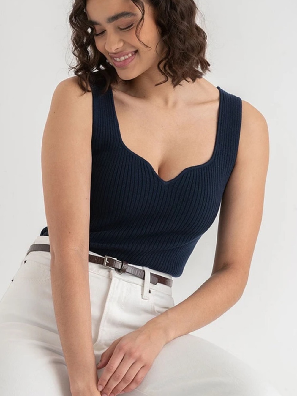 NWT Ricki’s Navy Ribbed Sweetheart Neck Sweater Tank Top